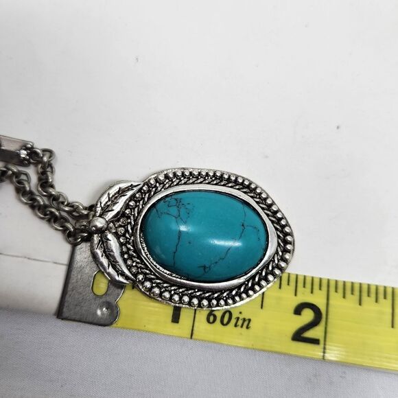 AEO Faux Turquoise Silver Tone Necklace - Picture 5 of 7